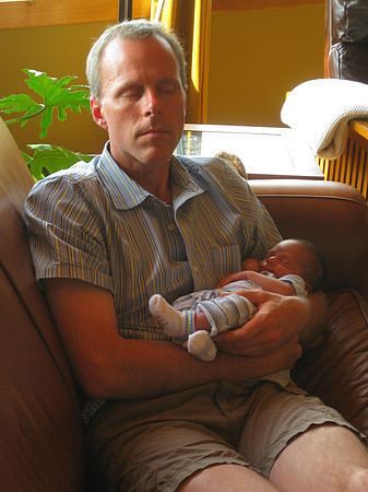Mark snoozing with Logan