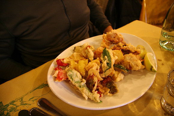 Fried chicken and veggies...at Da Leo