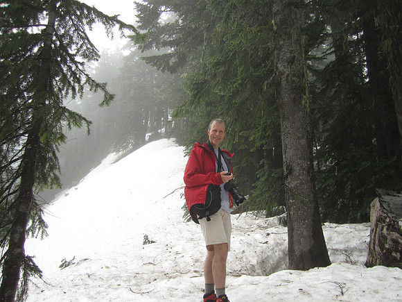 At the turn around point. A ridge at just about 5,000 feet. Conditions: foggy and misty.