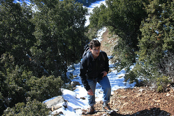 Last 600 foot scramble to the Corycian Cave. When the going gets tuff, the cuffs go up.