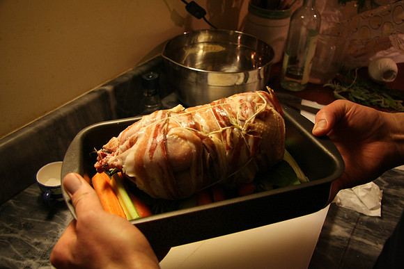 Pheasant wrapped in pancetta
