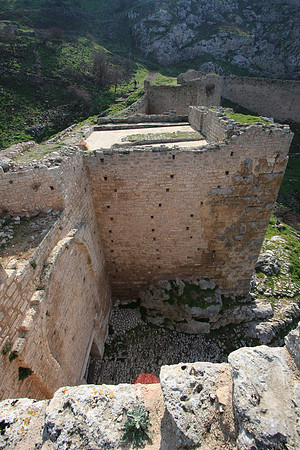 Looking down on the main gate. The walls now are half their original height.