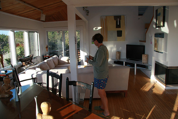 Lisa up early Friday morning getting ready for breakfast.