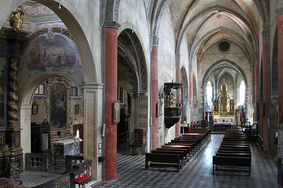 Peaking into a nearby church.