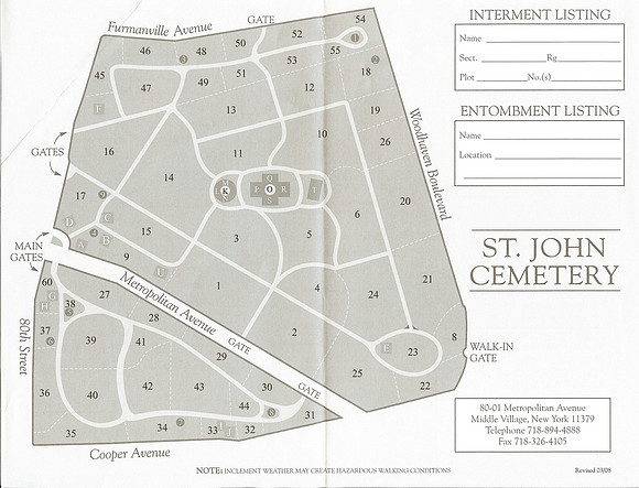 St John Cemetery Blank Map