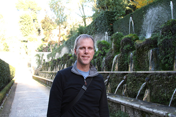 Mark in front of the Hundred Fountains.