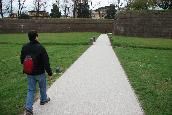 A view of the walls that surround the city. The train station is about 200 yards outside the walls.