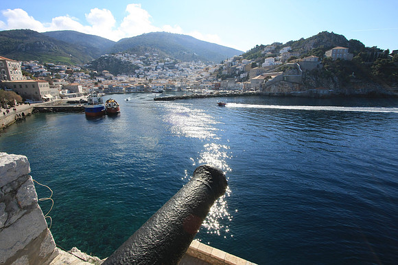 On the east side of the harbor