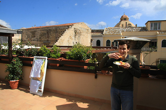 Snacking Saturday when we arrived - terrace in the apartment we were staying