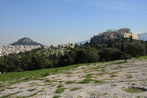 View from the Pynx - where Athens gathered and voted way back when - where democracy was born