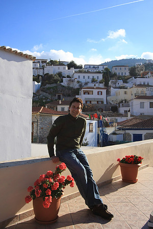 On the roof terrace outside our room.