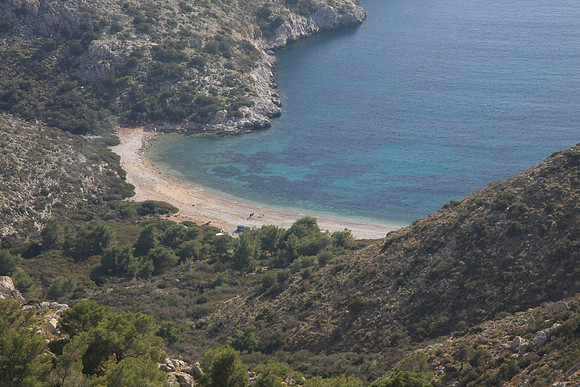 A small little cove on the south side of the island - Two horses on the beach