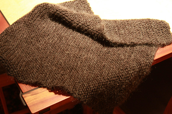 Mark's project - pot holder - before felting (washing it)