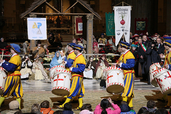 The procession goes by the holy family