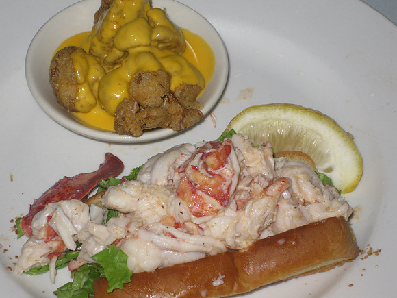 At the "Lobster Tale" in Brant Rock our first lobster roll.