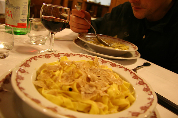 At Trattoria Ruggero - pasta with white truffle and tortellini in brodo
