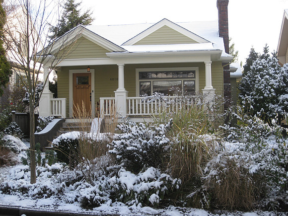 The house with some snow.
