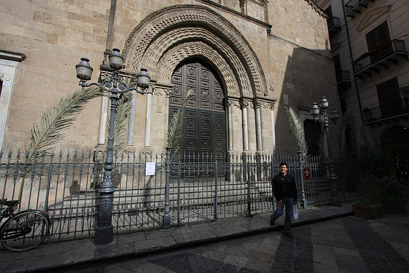 Chiesa di San Francesco d'Assisi - notice palm fronds on fence for Easter