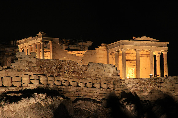 Most monuments are dramatically lit for most of the night. The Acropolis is no exception.