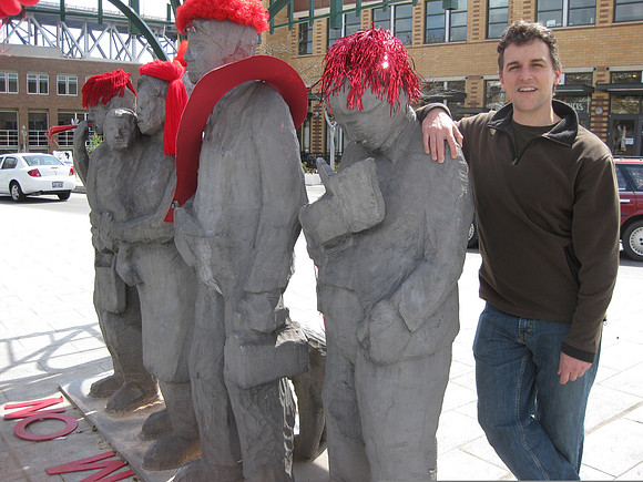 Marc at the "Waiting for the Interurban" sculpture in Fremont