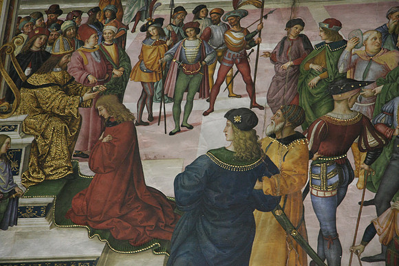 Close up of fresco - Piccolomini crowned court poet by emperor Frederick III