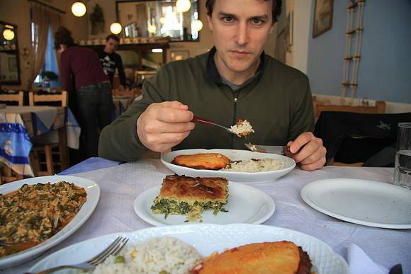 At lunch - Zephros - our favorite spot