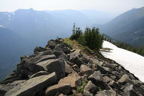 On the Peak and Heading Back Down Along the Ridge - Facing West