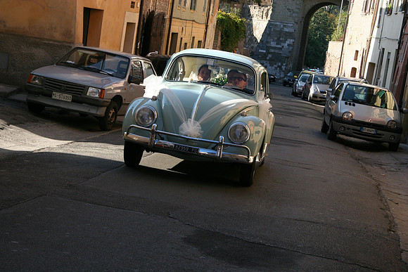 A bride arrives