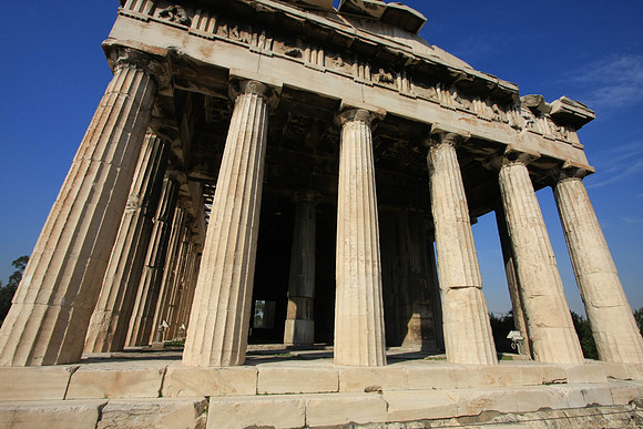 In the Ancient Agora (more peaceful, less tourists) and the well preserved Temple of Hephaistos