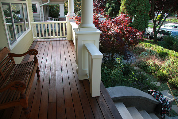 Finished front porch deck.