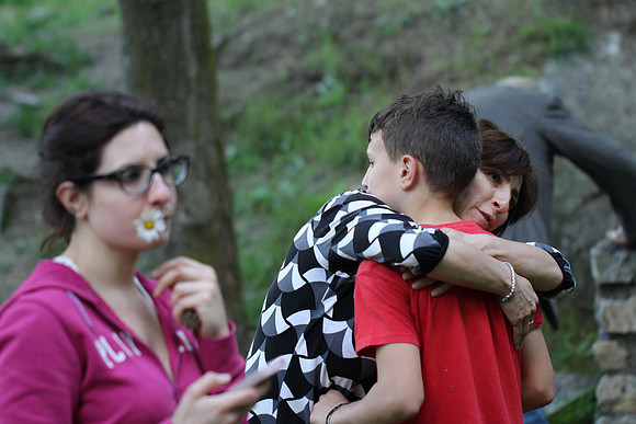 Hugs before dinner.