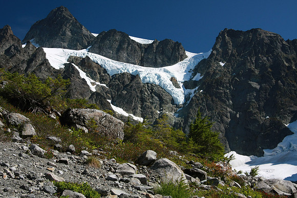 Looking at Mt. Shuskan and the Upper Curtis Glacier
