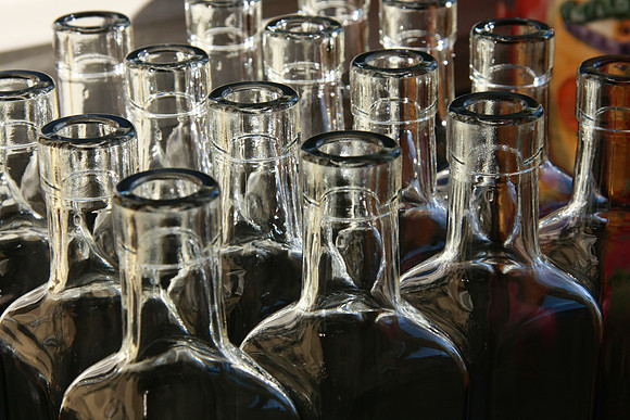 Getting limoncello bottles ready