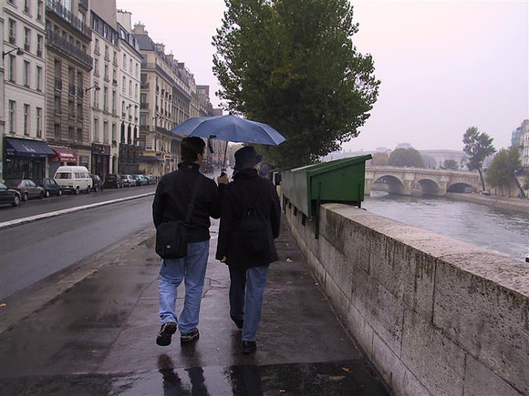 Walking with Julie to the Louvre