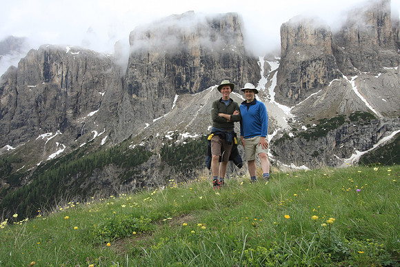 Travelmarx pose with the Sella Group in the background.