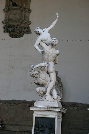 Giambologna's Rape of the Sabine Women -in the Loggia. The original is in the Academia, naturally