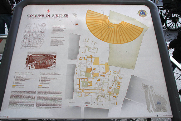 Sign illustrating Roman remains underneath Piazza Signoria