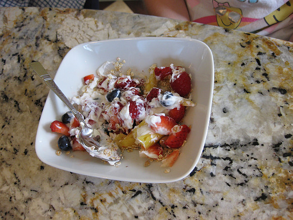 Mmm, fruit for breakfast