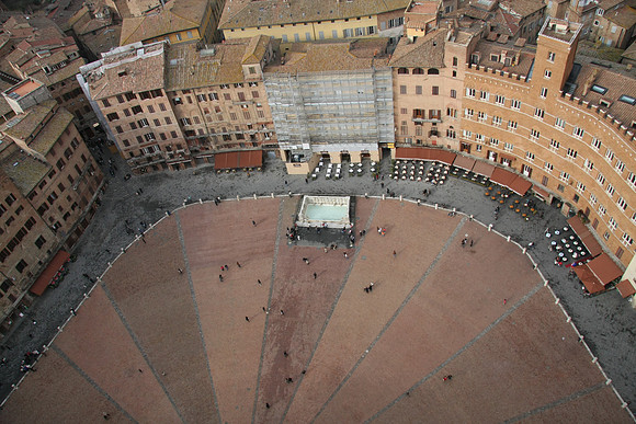 The uniquely shaped piazza