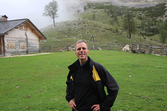 Outside the rifuge, waiting for the rain to let up