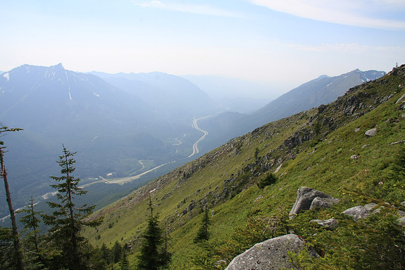 Interstate 90 Runs Through the Valley - Here We Are Looking West Toward Seattle - Very Hazy.