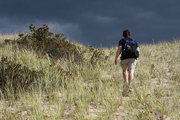 Climbing the dunes.