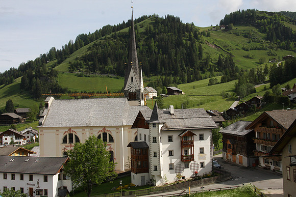 Church in San Leonardo where the chairlift is located