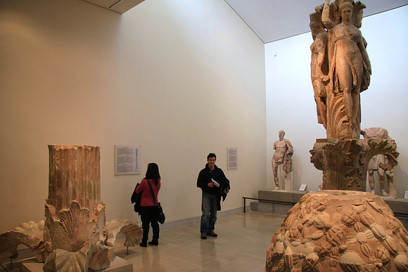 The dancing girls column (shown here in 3 pieces) stood 40 ft tall. An offering from ancient Athens.