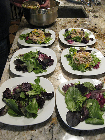 Faro and seafood salad