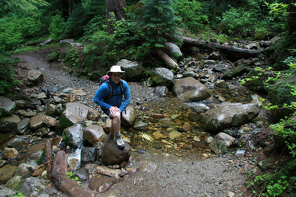 Start of the Hike, Crossing a Stream.