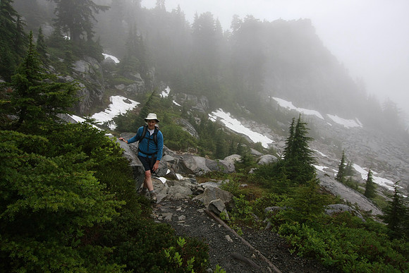 Misty, but no rain.