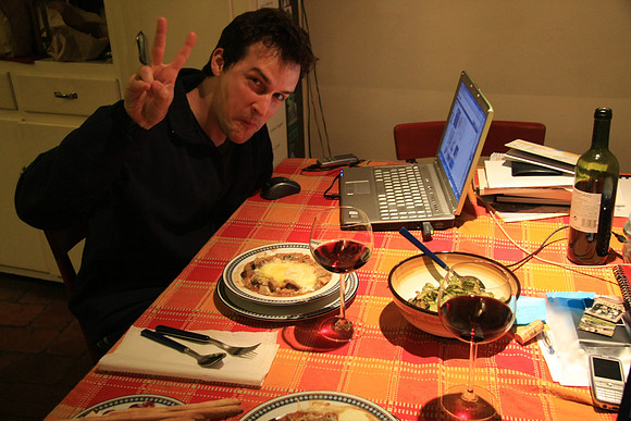 Eating a wonderful aquacotto ai funghi. Fuel for the blogger!