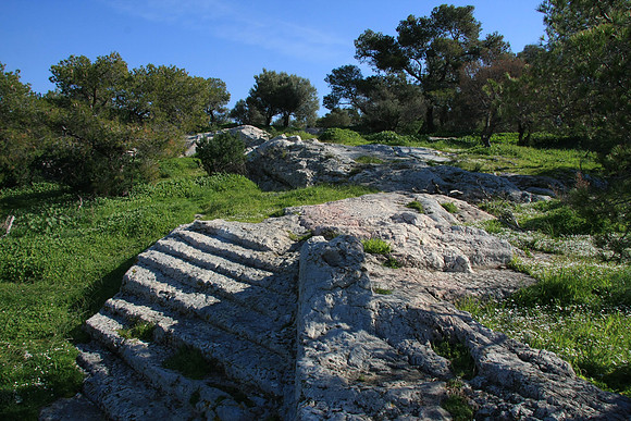 Nice walking on the hill, olive trees, green undercover, ancient steps, and more