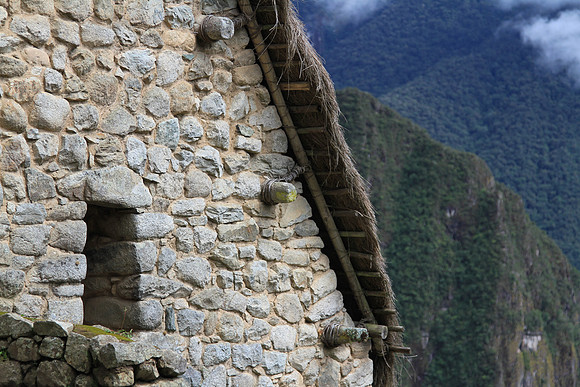 Reconstructed building showing how roof fastened to structure.